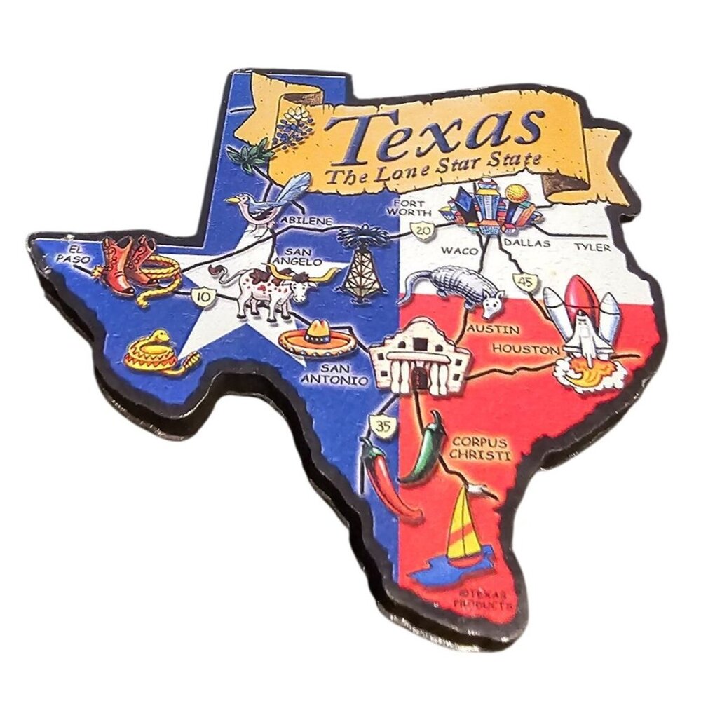 Texas Products Texas The Lone Star State Shaped Magnet 4" Patriotic Colors